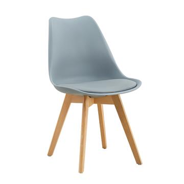 Set 4 Sedie Moderne Grigie con Gambe in Legno Massello di Faggio Prisma 53,5x48 h83 cm