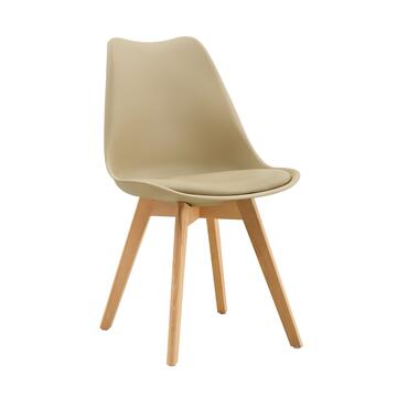 Set 4 Sedie Moderne Tortora con Gambe in Legno Massello di Faggio Prisma 53,5x48 h83 cm