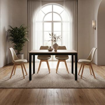 Set 4 Sedie Moderne Tortora con Gambe in Legno Massello di Faggio Prisma 53,5x48 h83 cm