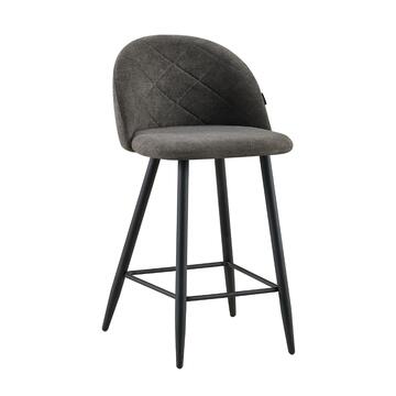 Sgabello Moderno Rufo Nero 50x50 h92 cm con Gambe in Metallo Nero e Poggiapiedi