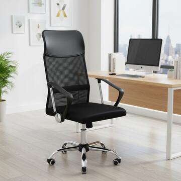 Sedia girevole Silly da ufficio con schenale alto, braccioli e ruote