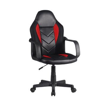 Sedia da Gaming in Ecopelle Nera/Rossa con Altezza Regolabile e Ruote 56x57 h105 cm