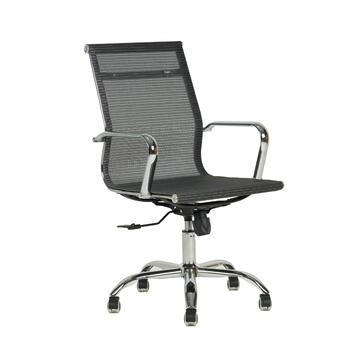 Poltrona Texty con Elevazione a Gas, Rotelline e Braccioli 55x48 h 93 cm - Tessuto Nero e Bianco