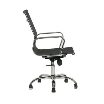 Poltrona Texty con Elevazione a Gas, Rotelline e Braccioli 55x48 h 93 cm - Tessuto Nero e Bianco