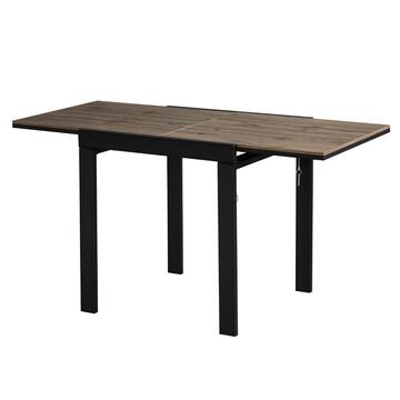 Tavolo Allungabile 70/140x70 cm in Metallo con Finitura Noce / Nero