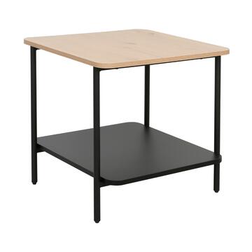 Tavolino da Caffè Moderno 50x50 h 50 cm con Piano in Melaminico e Struttura in Metallo Nero