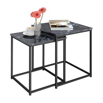 Set 2 Tavolini da Caffè Gerb Effetto Marmo Nero 40x40... - Marino Fa Mercato