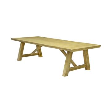 Tavolo Classico in Legno Massello con Gambe a Capretta - 220x100 h80 cm - Legno Chiaro