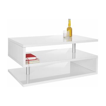 Tavolino Soggiorno Moderno Zeta Bianco Laccato 90x41x55cm - Marino Fa Mercato