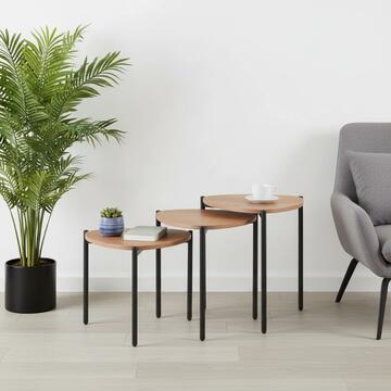 Set 3 Tavolini da Caffè Dain Rovere 50x40 + 50x46 + 50x52cm