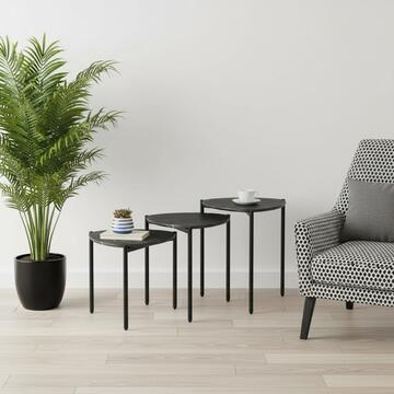 Set 3 Tavolini da Caffè Dain Cemento 50x40 + 50x46 + 50x52cm