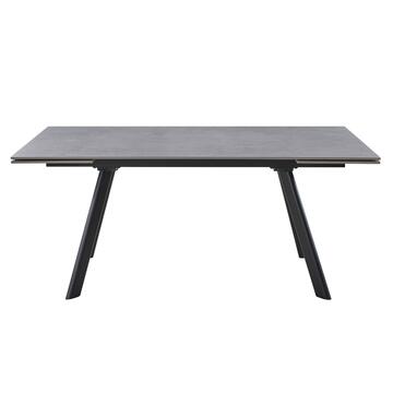 Tavolo da Pranzo Moderno Sosa Grigio - 180/260x90 h76 cm - Allungabile - con Piano in Ceramica e Gambe in Metallo Nero