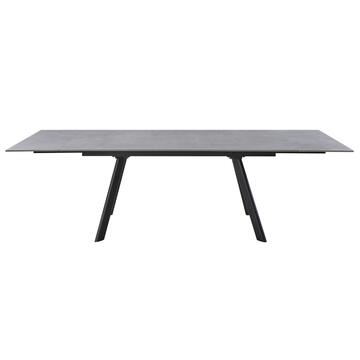 Tavolo da Pranzo Moderno Sosa Grigio - 180/260x90 h76 cm - Allungabile - con Piano in Ceramica e Gambe in Metallo Nero