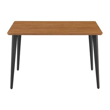 Tavolo da Pranzo Moderno Donec Rovere - 120x80 h76 cm - con Piano in Melaminico e Gambe in Metallo Nero Sabbiato