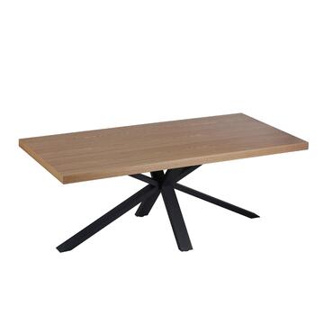Tavolo Moderno da Pranzo Forge Faggio 200x100 h76 cm con Piano in MDF e Gambe in Metallo Nero