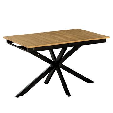 Tavolo Moderno da Pranzo Allungabile Noce 120x160x80 h 76 cm, con Gambe in Metallo Nero Opaco
