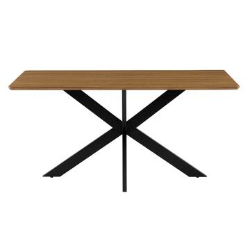 Tavolo da Pranzo Moderno Veki Rovere - 160x90 h76 cm - con Piano in Melaminico e Gambe in Metallo Nero Sabbiato