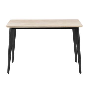 Tavolo da Pranzo Moderno Donec Rovere Grigio - 120x80 h76 cm - con Piano in Melaminico e Gambe in Metallo Nero Sabbiato