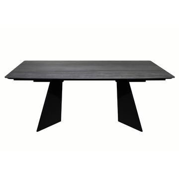 Tavolo da Pranzo Moderno Arade Grigio - 180/280x90 h76 cm - Allungabile - con Piano in Ceramica e Gambe in Metallo Nero