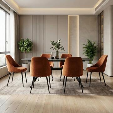 Tavolo Moderno con Piano in Ceramica Antracite e Gambe in Metallo Nero Giasone 180x90 h76 cm