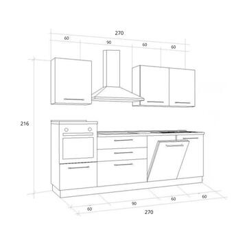 Cucina Completa Moderna 270DX Sofia Cuoio/Perla con Elettrodomestici Inclusi