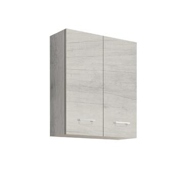 Mobile pensile sospeso Gaia per bagno 2 ante in finitura legno quercia