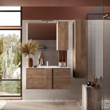 Mobile bagno sospeso moderno con lavabo Jupiter rovere... - Marino Fa Mercato