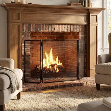 Parascintille Classico Varna 100x45 cm in Ferro Nero con Ante Orientabili per Camino