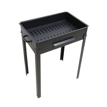 Barbecue BBQ Fornacetta Sicilia a Carbone 44x33 h63 cm in Acciaio Nero con Braciere Estraibile da Esterno