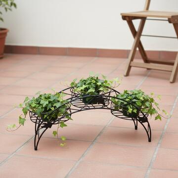 Fioriera Trix in Ferro Verniciato Nero - 62x21 h30 cm - per Interno, Ingresso, Soggiorno, Veranda, Terrazza