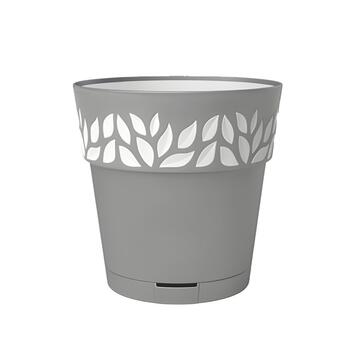 Vaso Opera Cloe d 25 cm Grigio/Bianco - in Polipropilene con Riserva d'Acqua - per Balcone, Terrazza, Giardino, Veranda