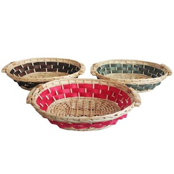 Cesto in Vimini King 45x35 h12 cm - Rosa/Marrone/Verde Salvia (Scegli il colore dopo l'ordine)