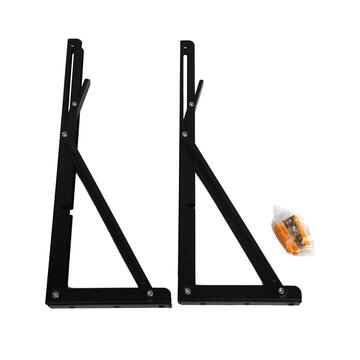 Set 2 Reggimensola Pieghevoli 35 cm Neri, Supporto a Parete per Mensole