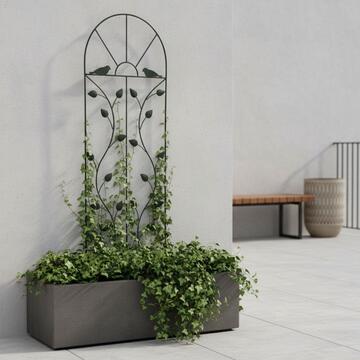 Traliccio Birds 40x117 cm in Ferro Verniciato Nero - per Terrazza, Veranda, Balcone, Giardino