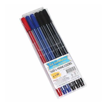 6 Penne colors blu / nero / rosso