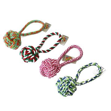 Gioco Palla Corda 5,5 cm - Giocattolo da Masticare - Tiro alla Fune, Lancio e Riporto - Igiene Orale - Colori Assortiti