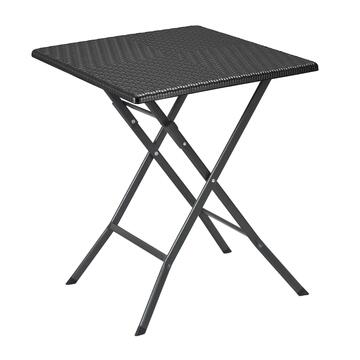Tavolo da Catering Pieghevole Blow Quadrato 61,5x61,5 h73 cm - con Struttura in Metallo e Design Rattan - Nero
