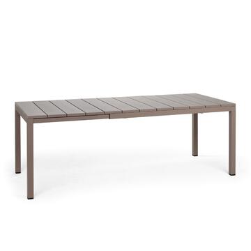 Nardi Tavolo Rio da Esterno Giardino Allungabile, Tortora Effetto Legno, 85x140/210 cm, Made in Italy