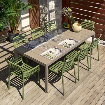 Nardi Tavolo Rio da Esterno Giardino Allungabile, Tortora Effetto Legno, 85x140/210 cm, Made in Italy