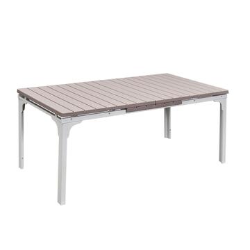Tavolo da Esterno Allungabile Blow 180/240x89,5 h76 cm - con Struttura in Metallo e Design a Doghe Effetto Legno - Bianco/Beige