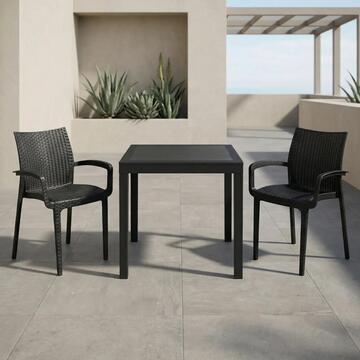 Tavolo da Esterno Quadrato in Polipropilene 79x79 cm Antracite Ago