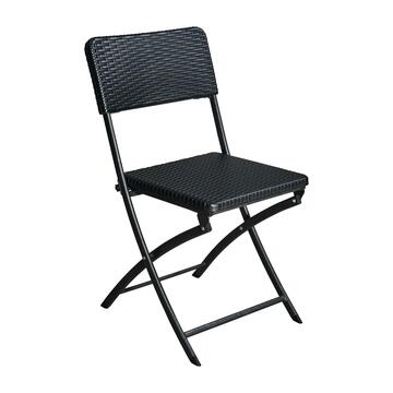 Sedia Pieghevole Blow 54x44,5 h80,5 cm - con Struttura in Metallo e Design Rattan - NeroSedia da esterno pieghevole Blow in rattan nero e struttura in metallo