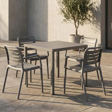 Sedia Theta in Polipropilene Piombo 57x52 h78 cm - per Interno ed Esterno - Impilabile - per Giardini, Terrazze, Balconi, Bar, Ristoranti