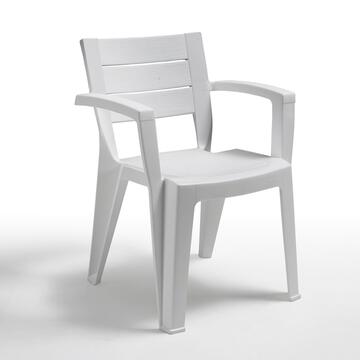 Sedia da Esterno in Plastica Bianca Impilabile con Braccioli Emma 60x58 h79 cm Made in Italy