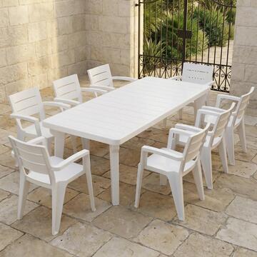 Sedia da Esterno in Plastica Bianca Impilabile con Braccioli Emma 60x58 h79 cm Made in Italy