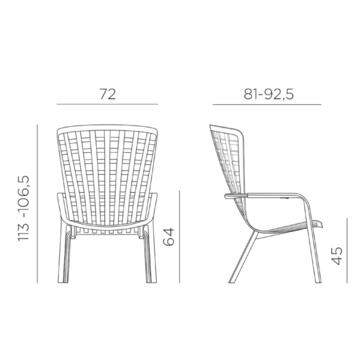 Poltrona moderna Folio tortora da esterno con braccioli,... - Marino Fa Mercato