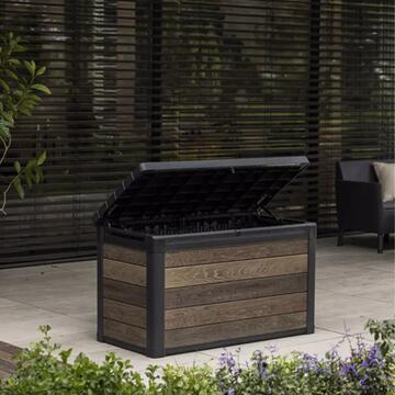 Keter Baule Panchina Box 100G Walnut 380 lt - 122,9x62,1 h70,6 cm - Baule Multiuso Porta Oggetti