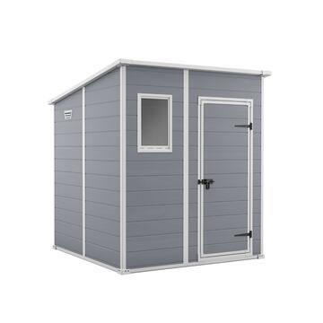 Keter Manor Pent 6x6 Grigia - Casetta da Giardino - Con Finestra Frontale - 183,5x185 h 200 cm