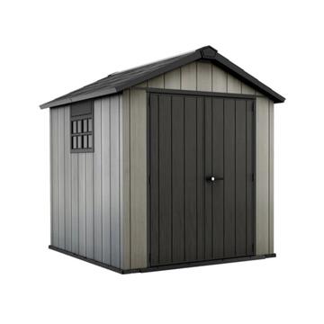 Keter Oakland 7,5x7 Grigia - Casetta da Giardino - Con Porta a Doppia Anta e Finestra 350x229 h254 cm