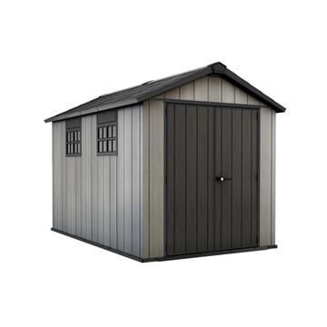 Keter Oakland 7,5x11 Grigia - Casetta da Giardino - Con Porta a Doppia Anta e Finestre 229x350 h242 cm